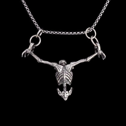 Silver Plated Captivity Skull Pendant Men\\'S Biker Punk Rock Necklace Gothic Halloween Jewelry Accessory